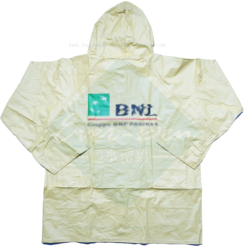 Double layers reversible mens rain coats-yellow plastic hooded rain mac
